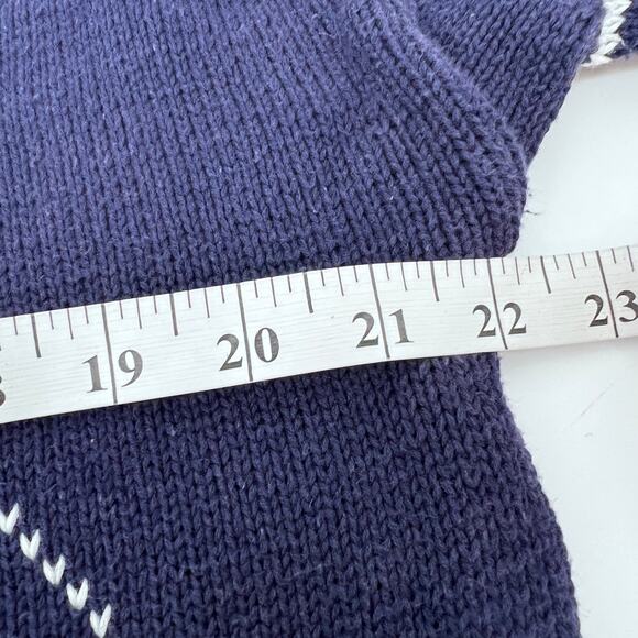 Vtg Parker of Vienna Sweater Crew Neck Cotton Mens L Navy Blue White Nautical - Picture 6 of 7